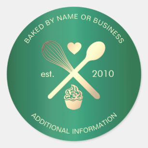 Moderne Groene en Lichte Gouden Bakker Cupcake Swe Ronde Sticker