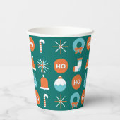 Moderne groene en Oranje kerstsymbolen Papieren Bekers (Achterkant)