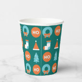 Moderne groene en Oranje kerstsymbolen Papieren Bekers (Rechts)