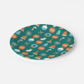 Moderne groene en Oranje kerstsymbolen Papieren Bordje (Gekanteld)