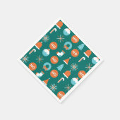 Moderne groene en Oranje kerstsymbolen Servet (Hoek)