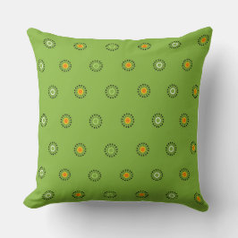Moderne groene en oranje paardenbloem motief kussen