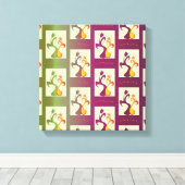 Moderne groene en paarse Tulip Couple-patroon Canvas Afdruk (Insitu (Houten vloer))