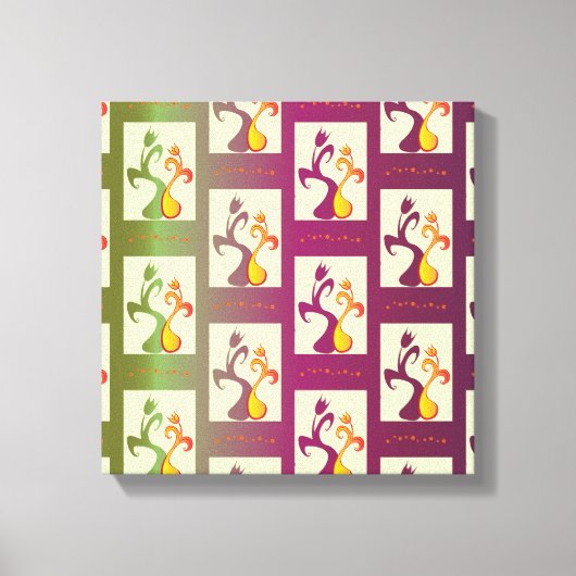 Moderne groene en paarse Tulip Couple-patroon Canvas Afdruk (Voorkant)