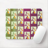 Moderne groene en paarse Tulip Couple-patroon Muismat (Met muis)