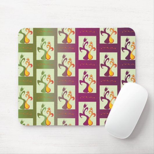 Moderne groene en paarse Tulip Couple-patroon Muismat (Met muis)