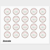 Moderne groene en rode kerstboom ronde sticker (Vel)