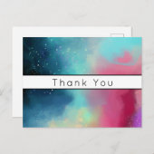 Moderne groene en rode ruimte-nevel aquarel briefkaart (Voorkant / Achterkant)