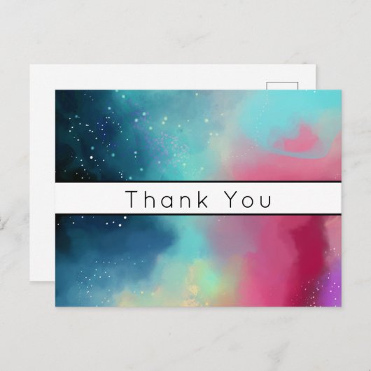 Moderne groene en rode ruimte-nevel aquarel briefkaart (Voorkant / Achterkant)