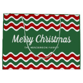 Moderne groene en rode strepen Vrolijk kerstfeest Groot Cadeauzakje (Achterkant)