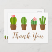 Moderne groene en roze cacti illustratie dank je w briefkaart (Voorkant / Achterkant)