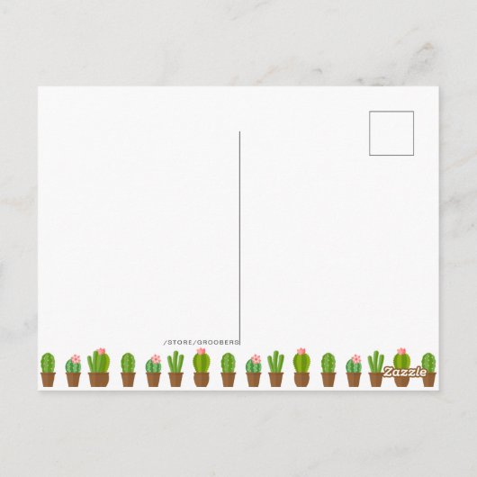 Moderne groene en roze cacti illustratie dank je w briefkaart (Achterkant)