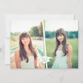 Moderne groene en witte Afstuderen Foto-uitnodigin Kaart (Voorkant)