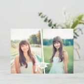 Moderne groene en witte Afstuderen Foto-uitnodigin Kaart (Staand voorkant)