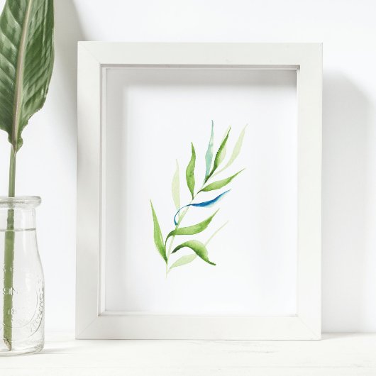 Moderne groene en witte botanische afdrukken poster