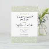 Moderne Groene en Witte Floral Engagement Party Kaart (Staand voorkant)