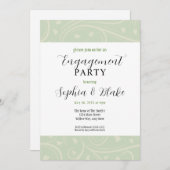 Moderne Groene en Witte Floral Engagement Party Kaart (Voorkant / Achterkant)