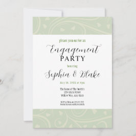 Moderne Groene en Witte Floral Engagement Party Kaart