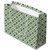 Moderne groene en witte geometrische monogrammen n large cadeautasje (Achterkant Gekanteld)