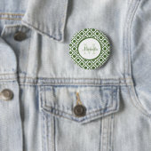 Moderne groene en witte geometrische monogrammen n ronde button 5,7 cm (In situ)