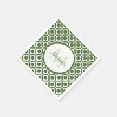 Moderne groene en witte geometrische monogrammen n servet (Hoek)