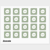 Moderne groene en witte geometrische monogrammen n vierkante sticker (Vel)