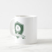 Moderne groene en witte golfbal naammonogram koffiemok (Voorkant links)