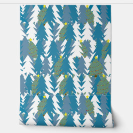 Moderne, groene en witte kerst behang