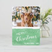 Moderne groene en witte kerst feestdagenkaart (Staand voorkant)