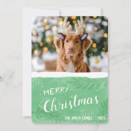 Moderne groene en witte kerst feestdagenkaart