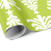 Moderne groene en witte kerstbomen cadeaupapier (Rol Hoek)