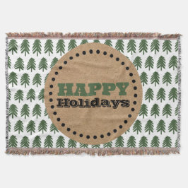 Moderne groene en witte kerstboom deken