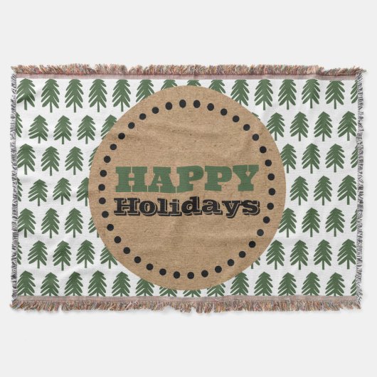 Moderne groene en witte kerstboom deken (Voorkant)