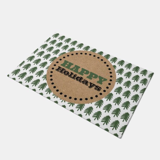 Moderne groene en witte kerstboom deurmat (Schuin)