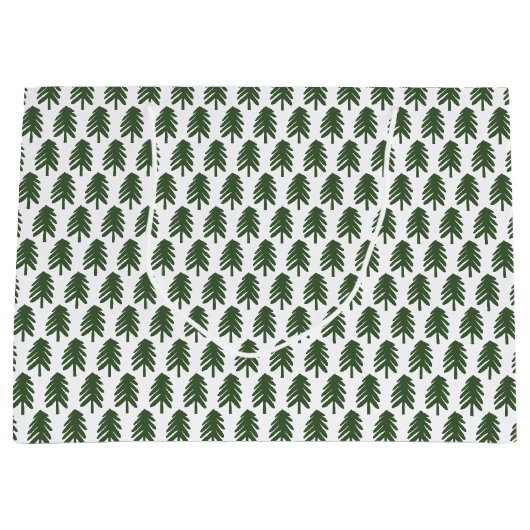 Moderne Groene en Witte Kerstboom Gift Bag Groot Cadeauzakje (Voorkant)