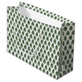 Moderne Groene en Witte Kerstboom Gift Bag Groot Cadeauzakje (Voorkant Gekanteld)