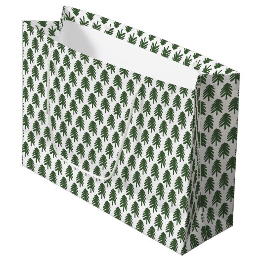Moderne Groene en Witte Kerstboom Gift Bag Groot Cadeauzakje (Voorkant Gekanteld)