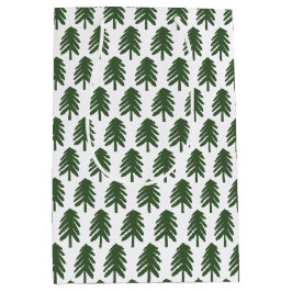 Moderne Groene en Witte Kerstboom Gift Bag Medium Cadeauzakje