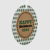 Moderne groene en witte kerstboom ornament (voorkant)