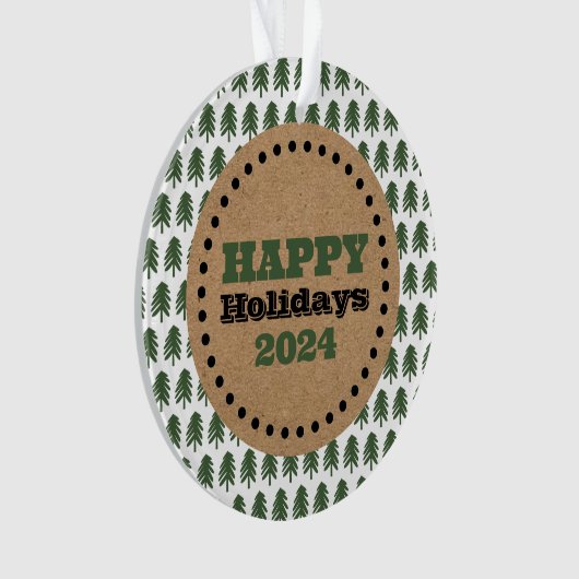 Moderne groene en witte kerstboom ornament (voorkant)