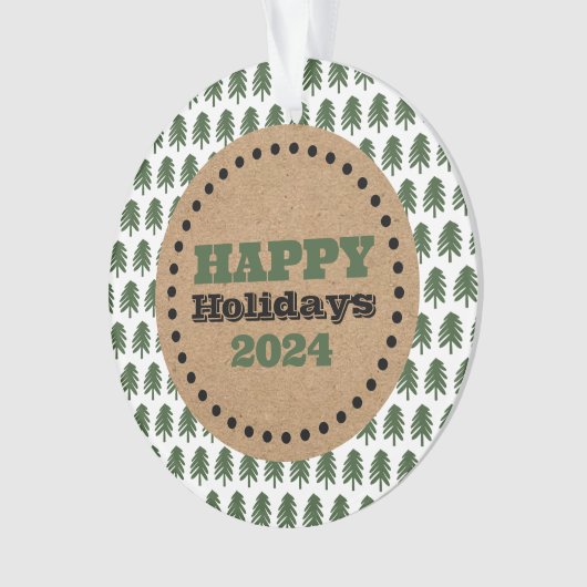 Moderne groene en witte kerstboom ornament (voorkant)