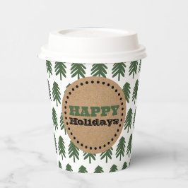 Moderne groene en witte kerstboom papieren bekers