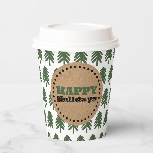 Moderne groene en witte kerstboom papieren bekers (Links)