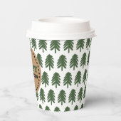 Moderne groene en witte kerstboom papieren bekers (Achterkant)