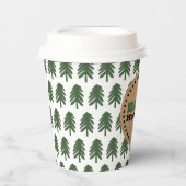 Moderne groene en witte kerstboom papieren bekers (Voorkant)