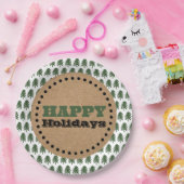 Moderne groene en witte kerstboom papieren bordje (Feest)