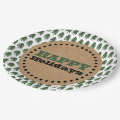 Moderne groene en witte kerstboom papieren bordje (Gekanteld)