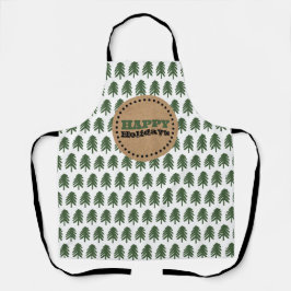 Moderne groene en witte kerstboom schort