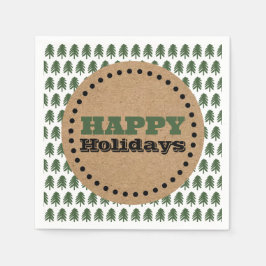 Moderne groene en witte kerstboom servet