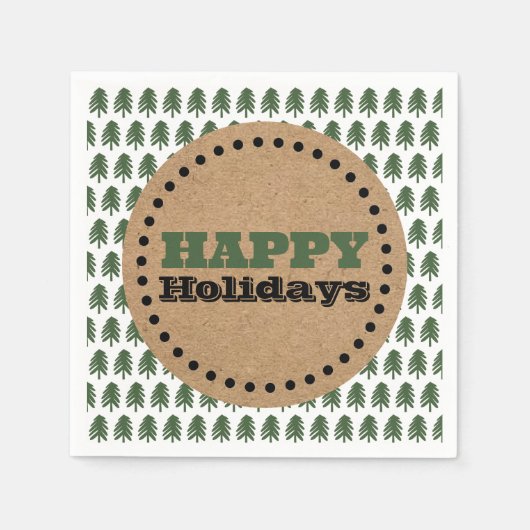 Moderne groene en witte kerstboom servet (Voorkant)